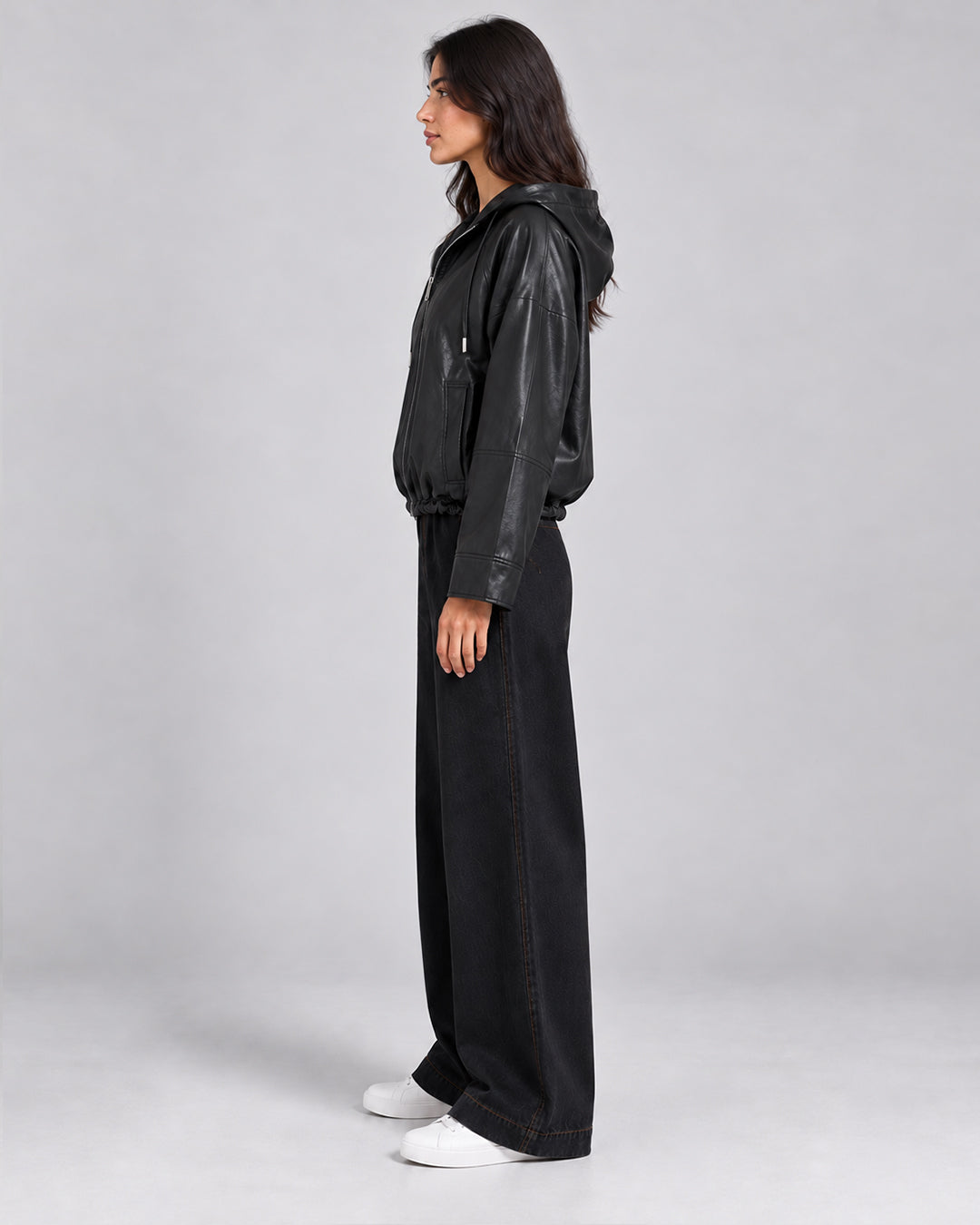 Veste simili cuir avec zip noir_Noir_cote