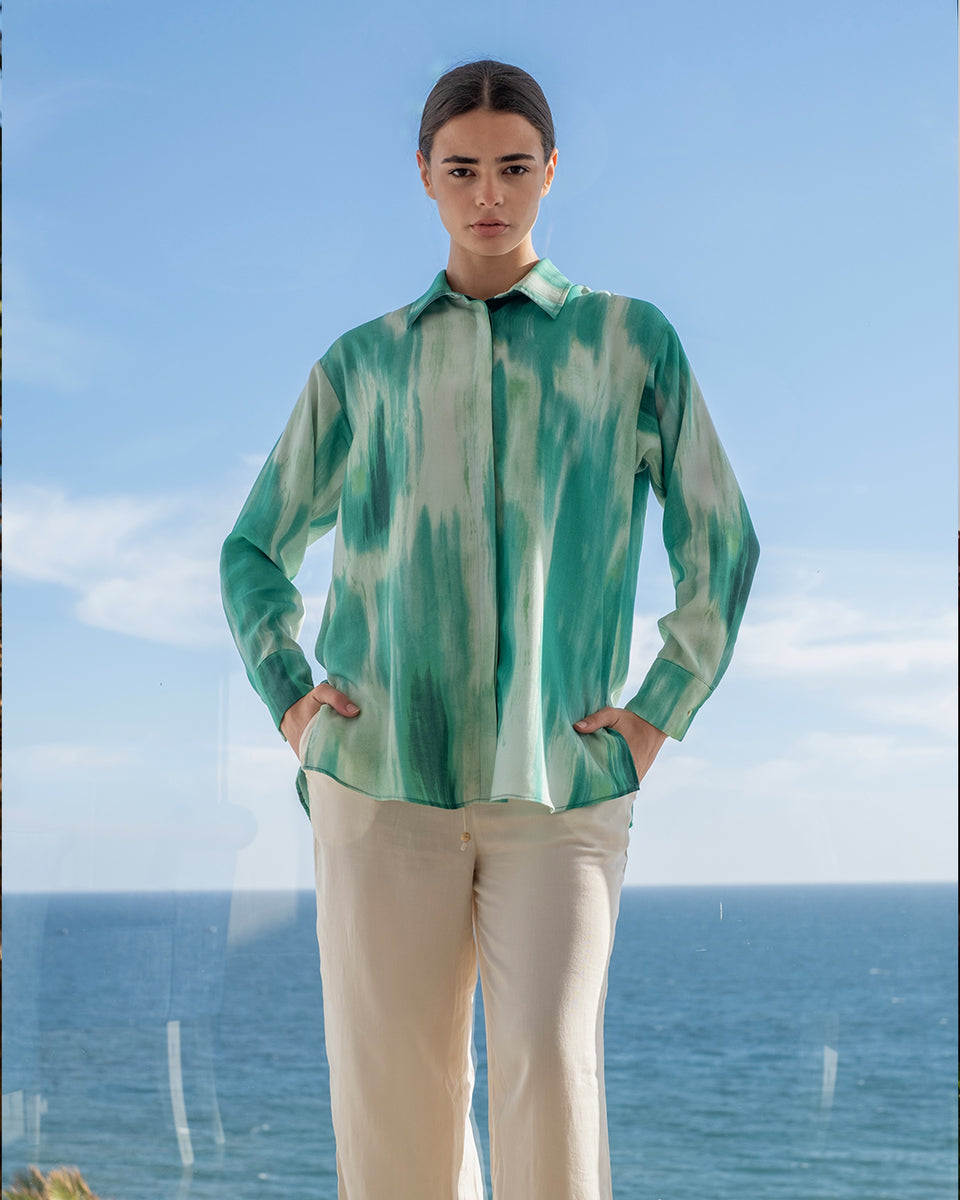 CHEMISE EN TENCEL IMPRIMÉ – RAZANA - Main Image