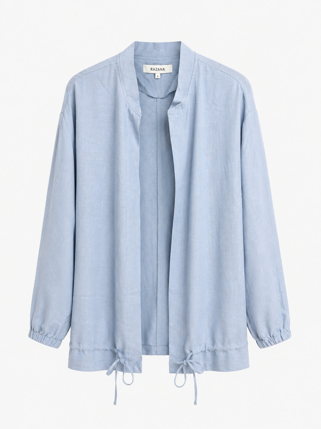 Bomber en lin avec cordons ajustables-Bleu ciel-femme-details
