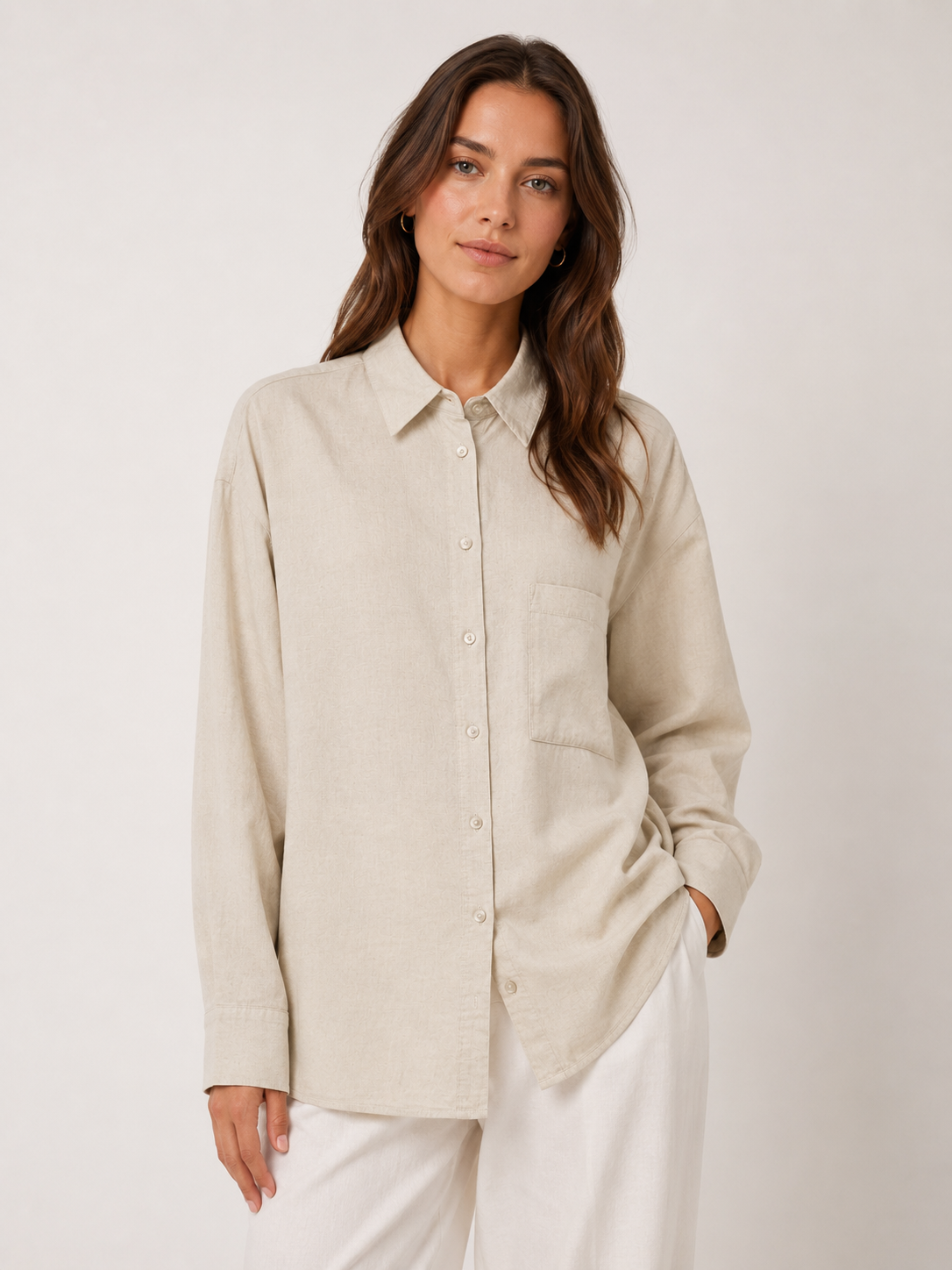 Chemise en lin-Beige-face-femme RAZANA