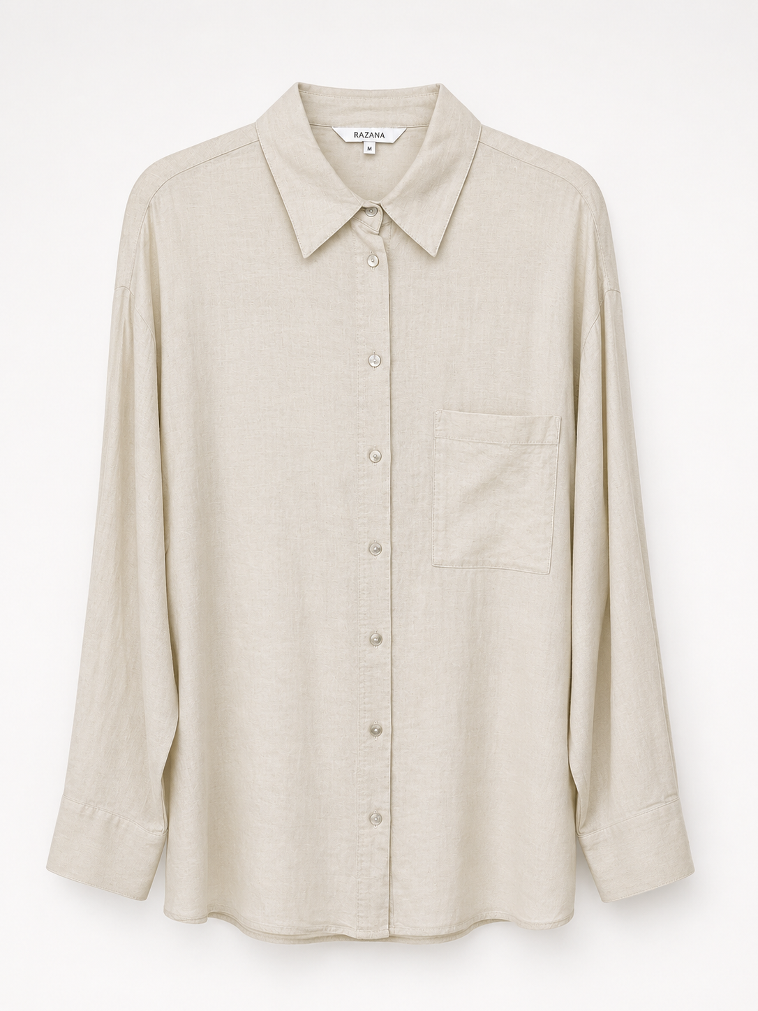 Chemise en lin oversize-Beige-face-femme RAZANA