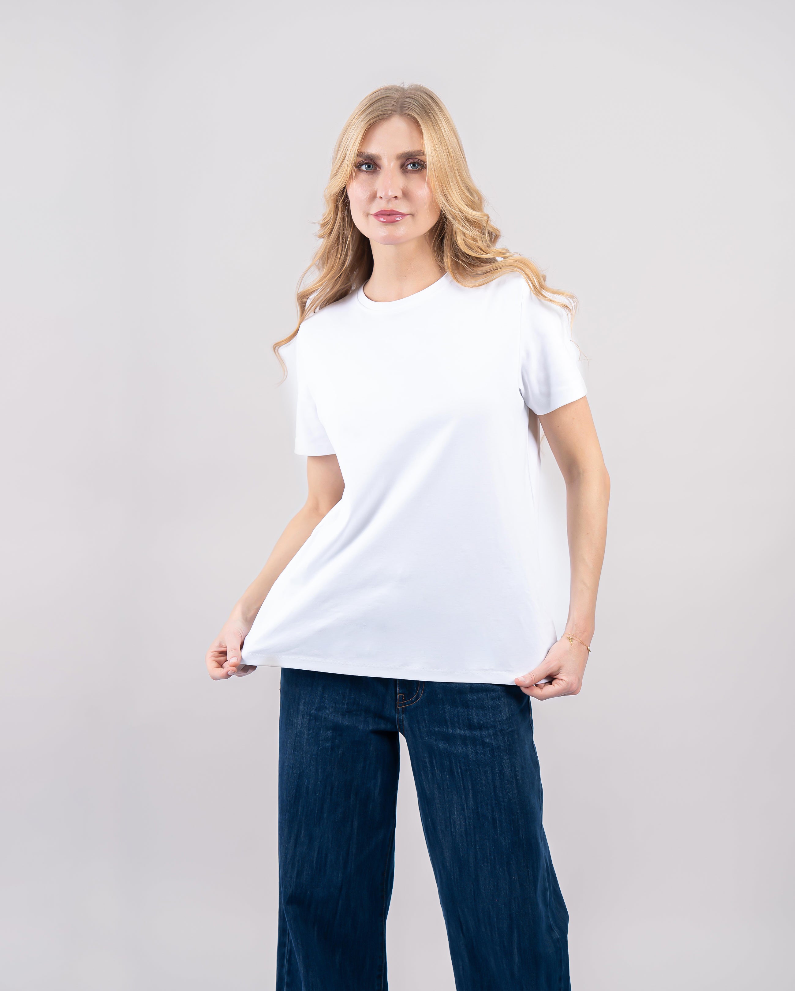 T-shirt en coton pour femme-Blanc-face