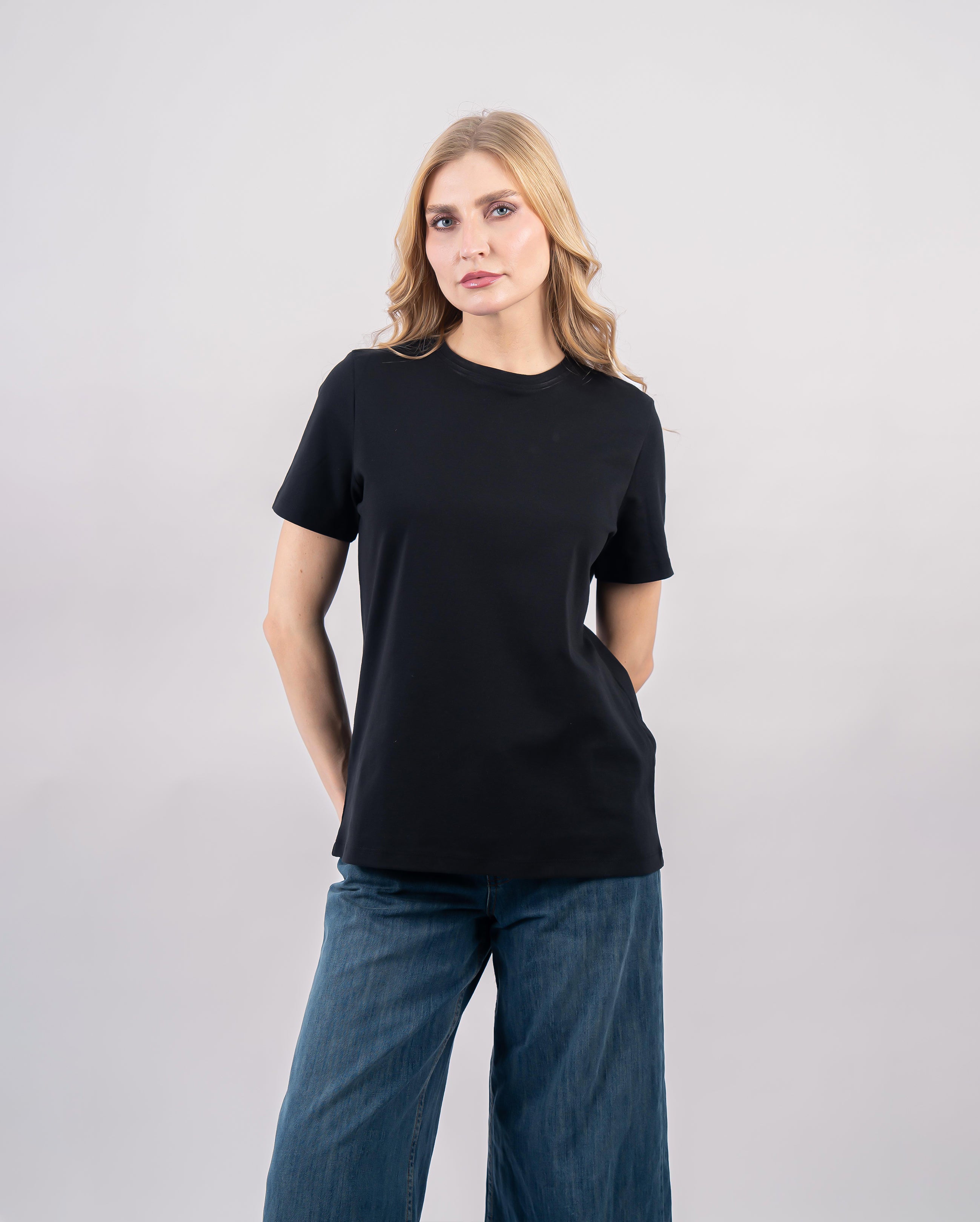 T-shirt en coton pour femme-Noir-face