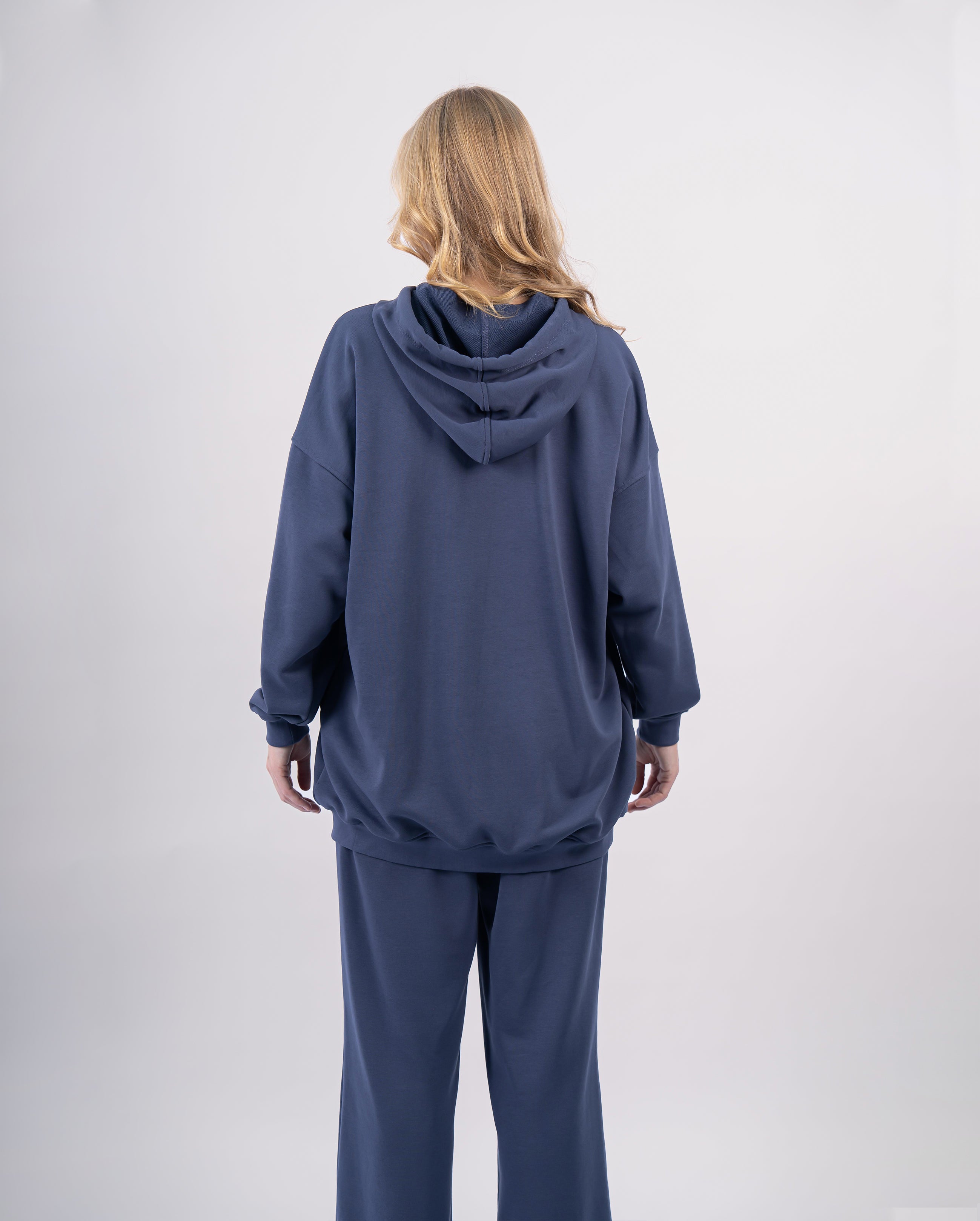 Sweat shirt en molleton oversize femme-Bleu-dos