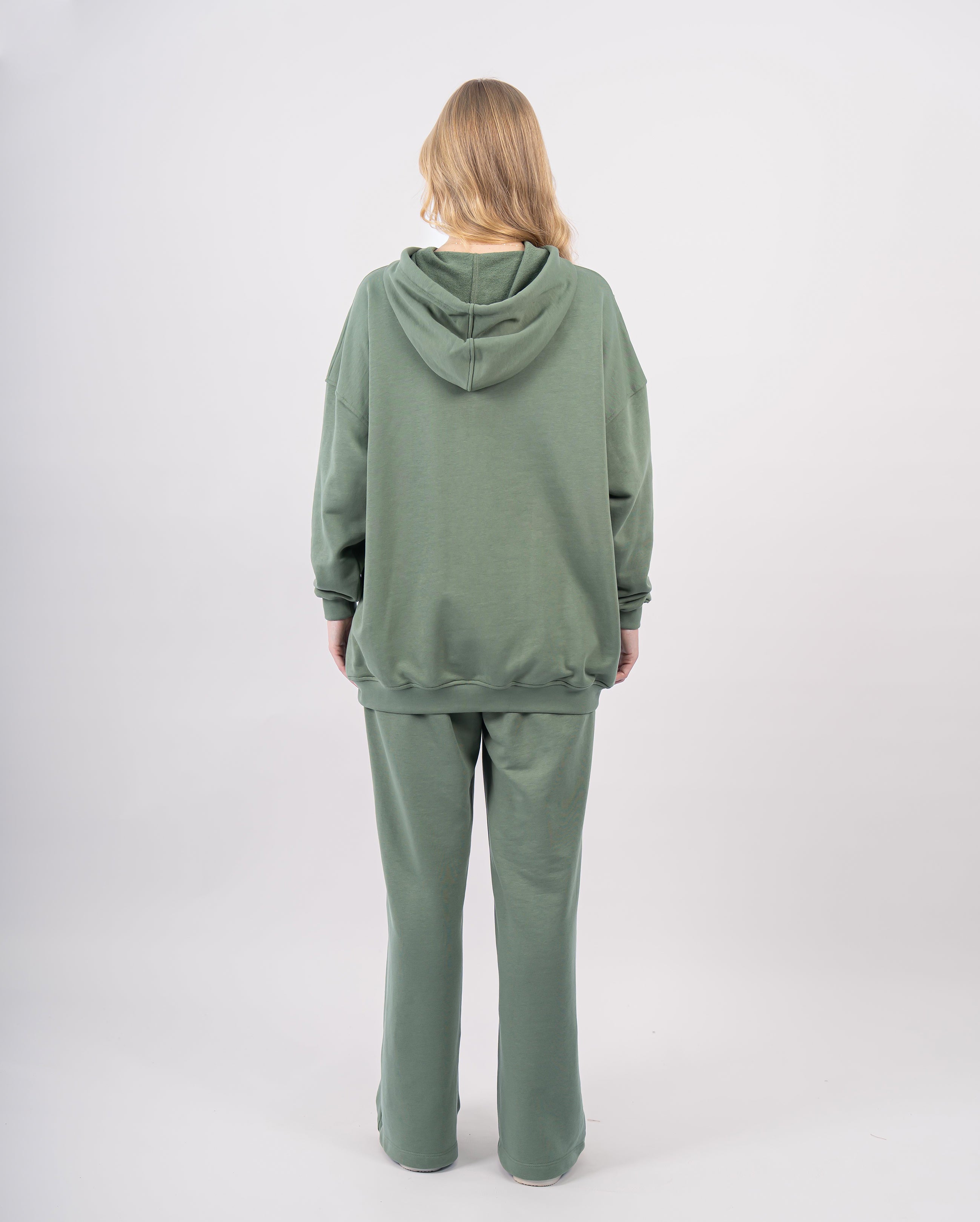 Sweat shirt en molleton oversize femme-Kaki-dos
