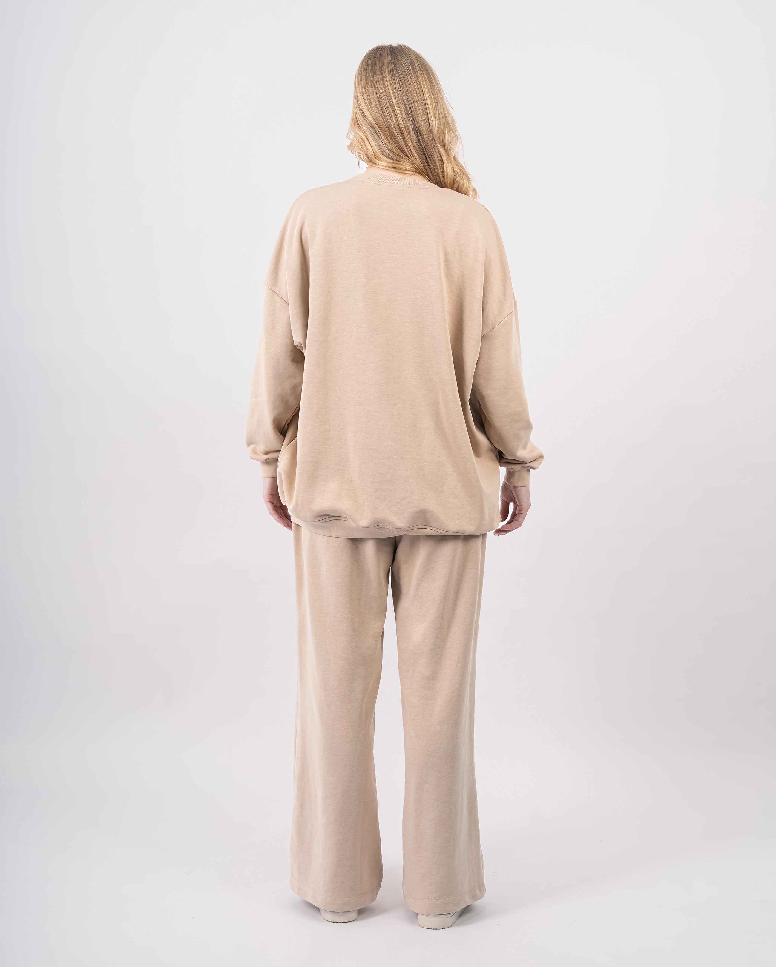 Sweatshirt col rond en molleton-Beige-dos