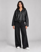 Veste simili cuir avec zip noir_Noir_face