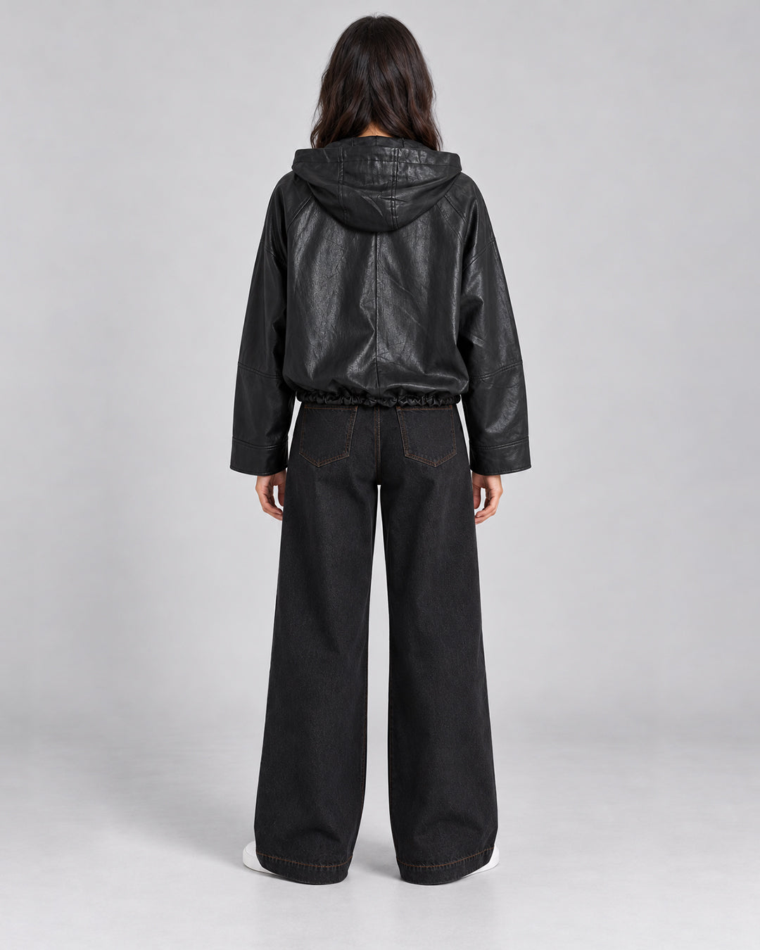 Veste simili cuir avec zip noir_Noir_dos
