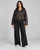 Veste simili cuir avec zip marron_Marron_face