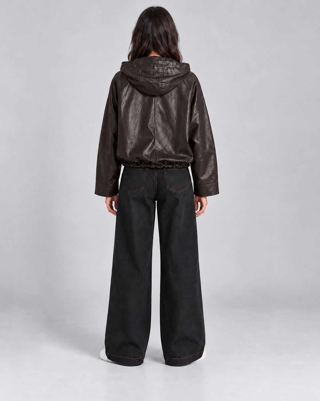 Veste simili cuir avec zip marron_Marron_dos