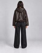 Veste simili cuir avec zip marron_Marron_dos