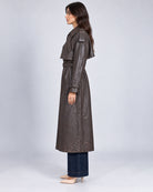 Trench long ceinturé effet cuir_cote