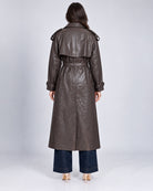 Trench long ceinturé effet cuir_dos