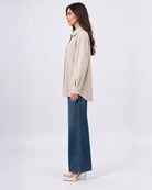 Veste surchemise oversize effet daim à poches_Beige_cote