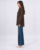 Veste surchemise oversize effet daim à poches_Marron_cote