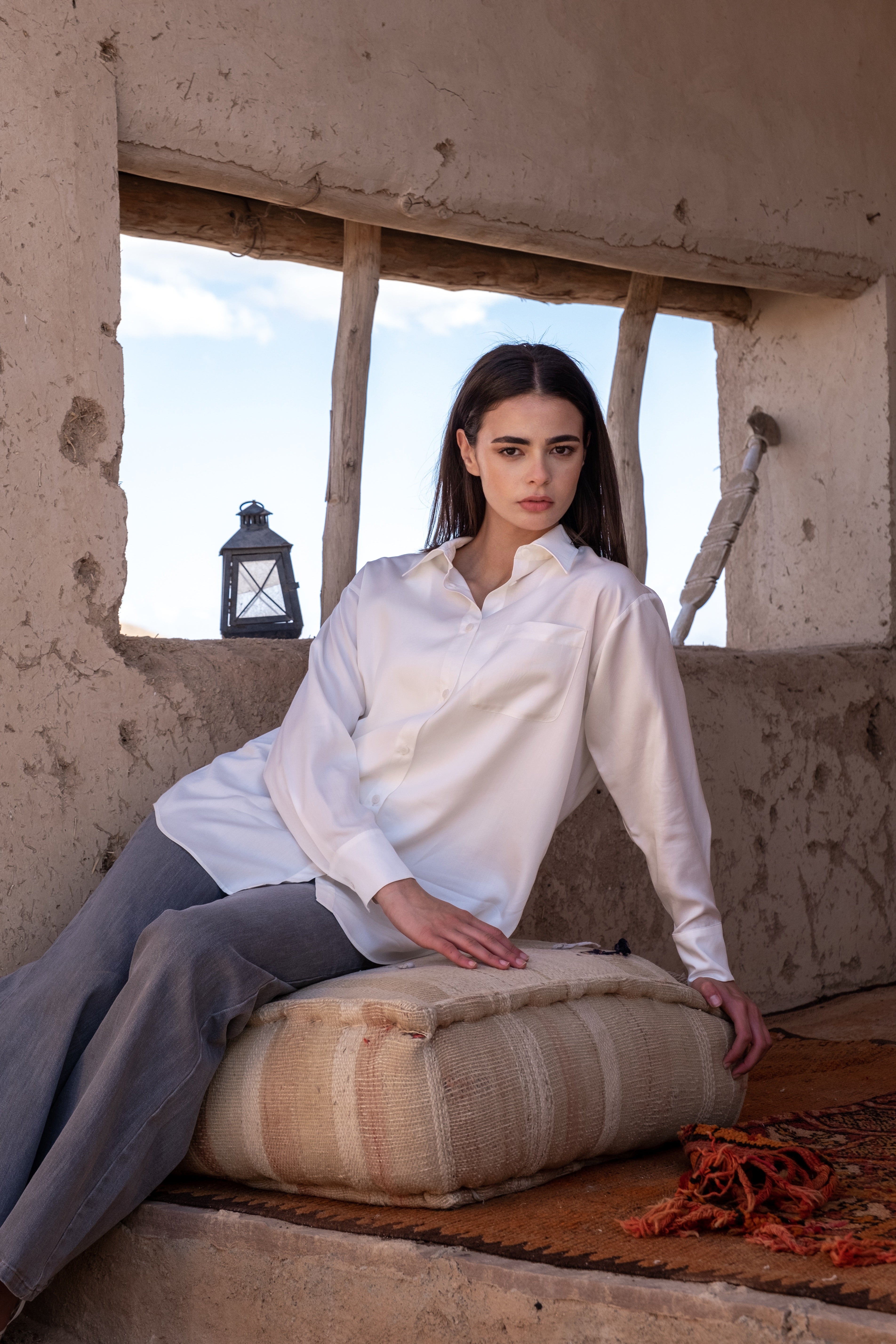Chemise fluide en coton blanc