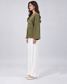 Veste Oversize en Maille avec Fermoirs Brandebourg_Vert kaki_cote
