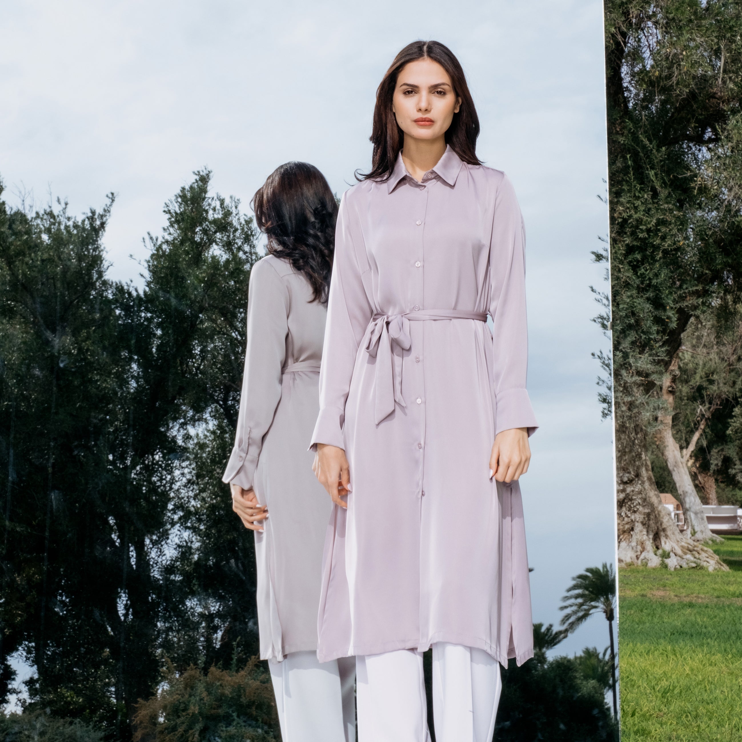 Robe Chemise Longue à Ceinture