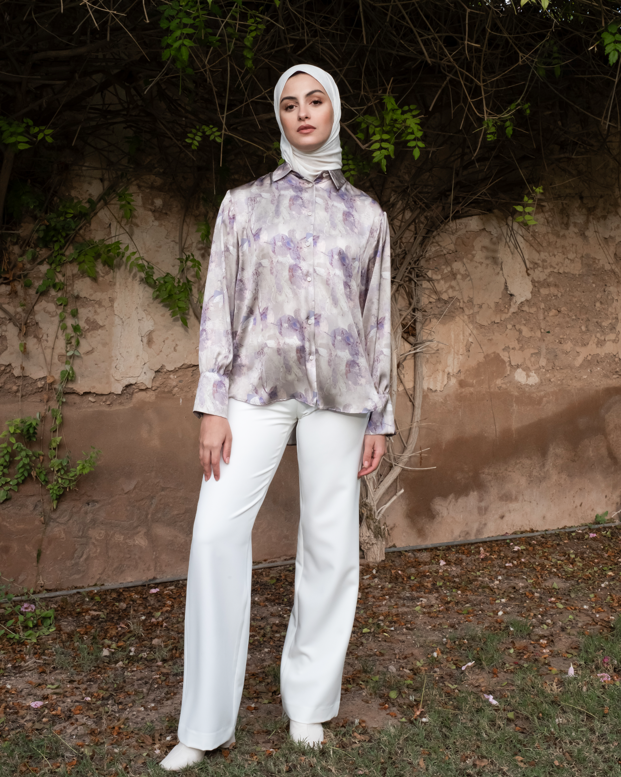 Chemise satinée imprimée