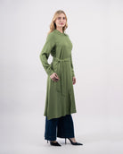 robe chemise fluide ceinturée pour femme-Vert olive-cote