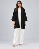 Gilet long en maille_Noir_face