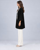 Gilet long en maille_Noir_cote