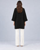 Gilet long en maille_Noir_dos