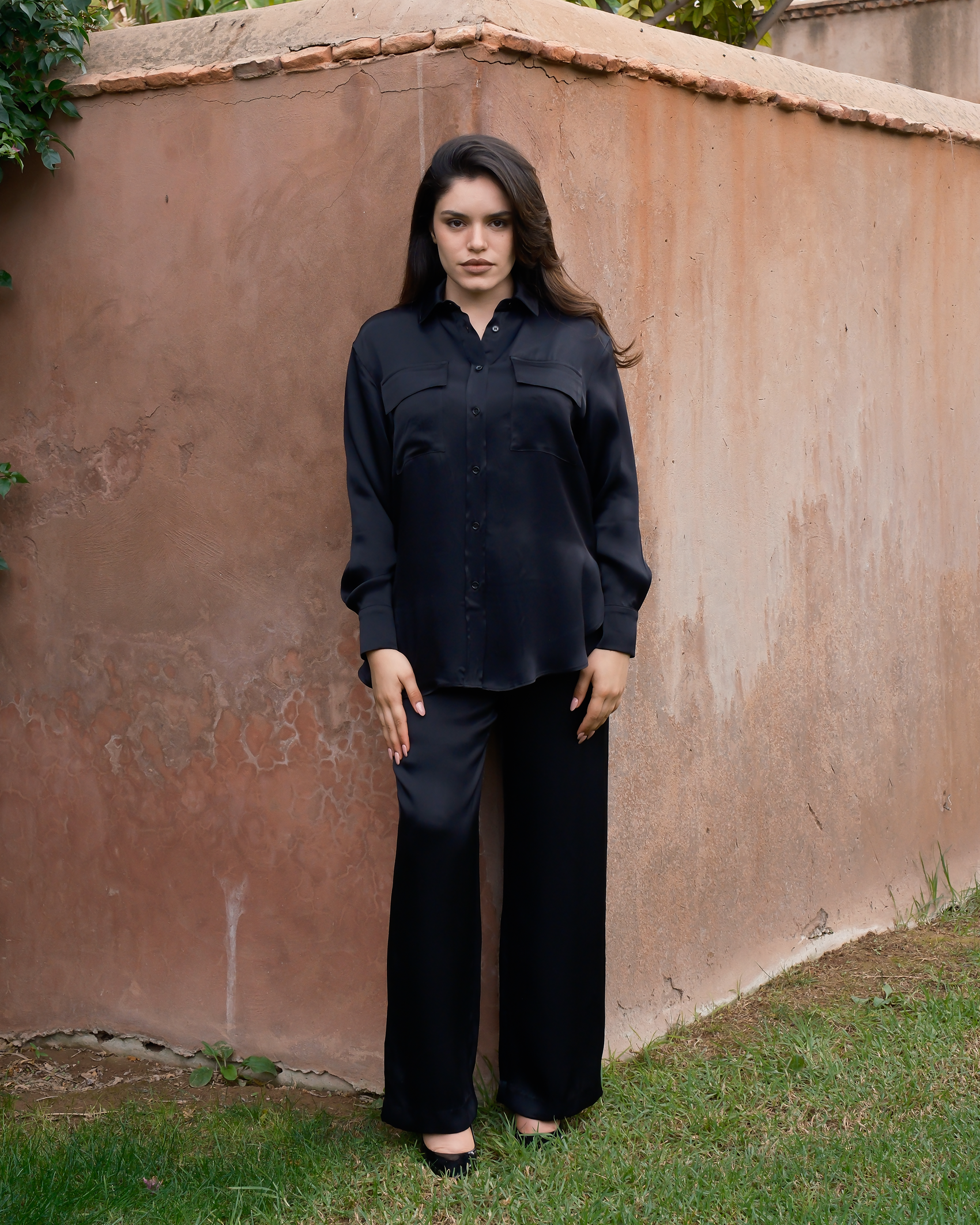 Ensemble Satiné Chemise et Pantalon