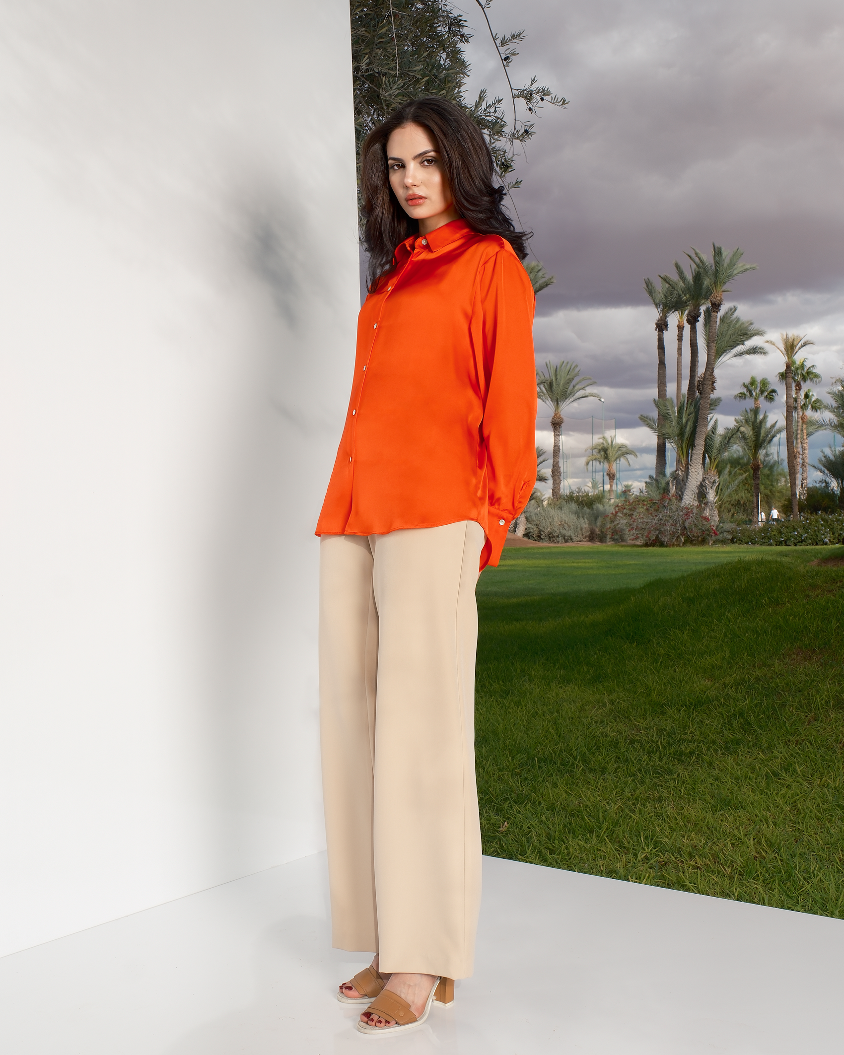 Chemise Satinée Orange