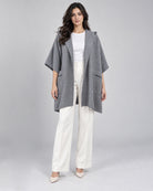 Cape avec capuche en maille_Gris_face