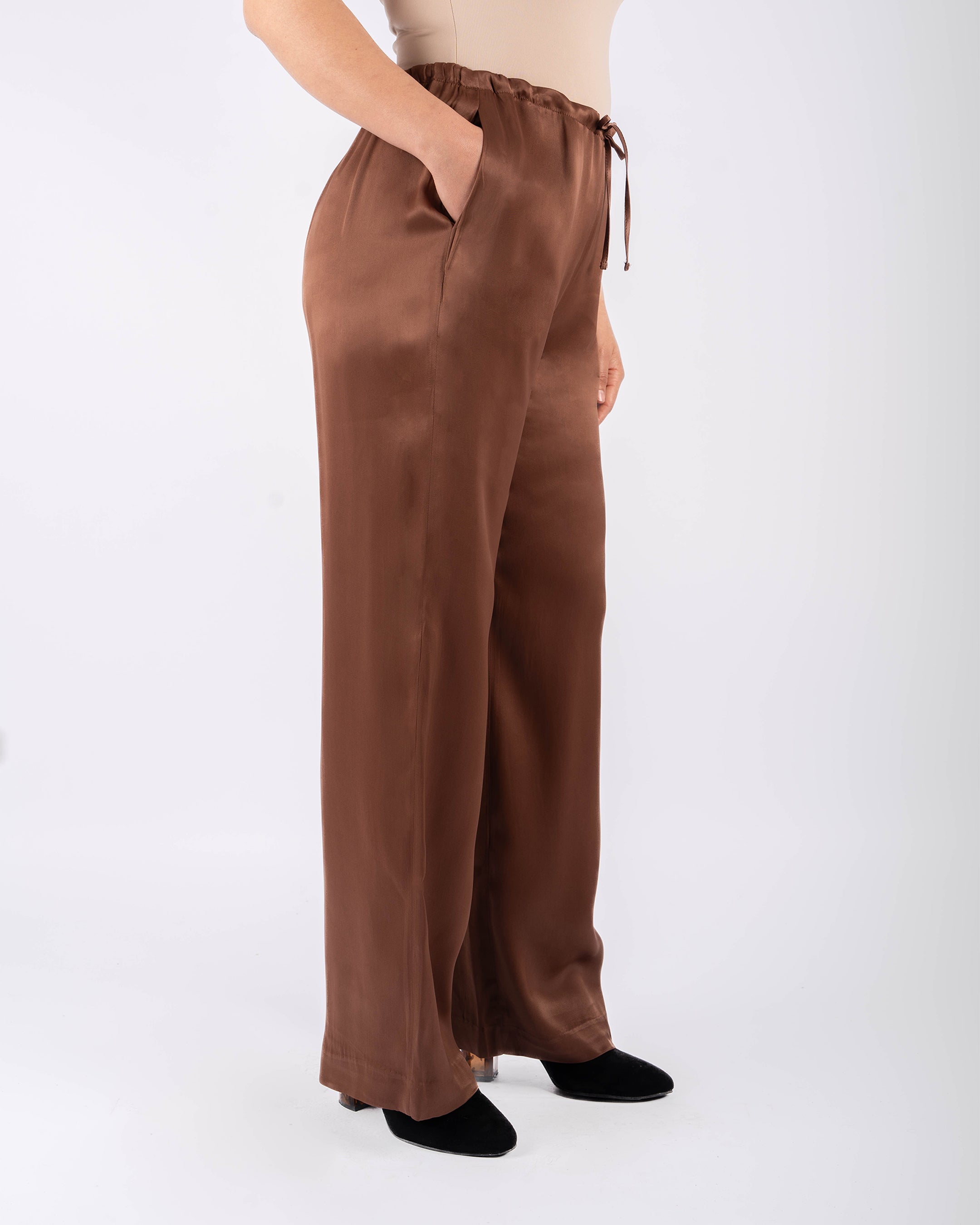 pantalon large satiné