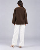 Veste Oversize en Maille avec Fermoirs Brandebourg_Marron_dos