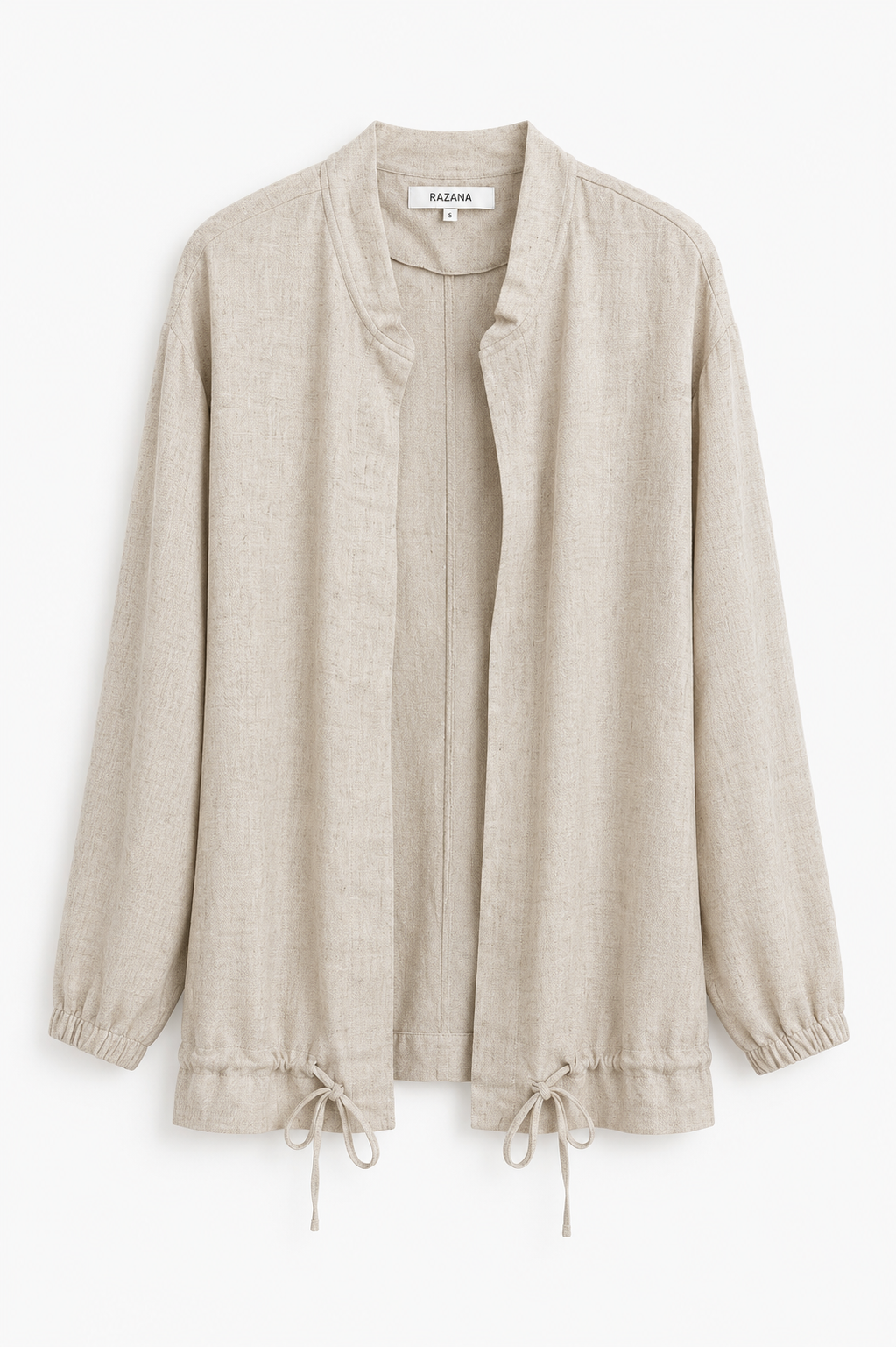 Bomber en lin avec cordons ajustables-Beige-femme-details