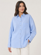 Chemise en lin oversize-Bleu ciel-femme RAZANA