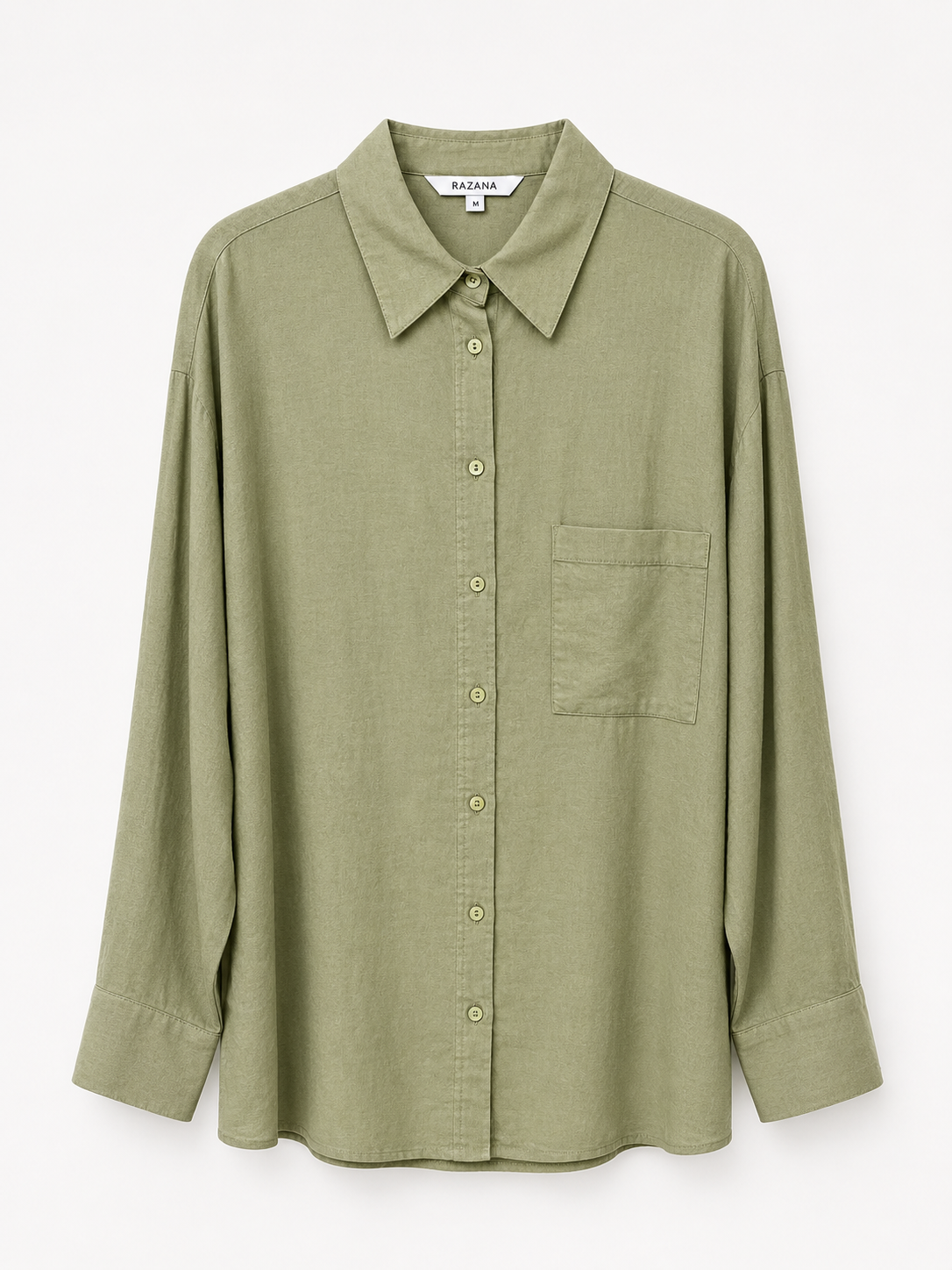 Chemise en lin oversize-Vert kaki-face-femme RAZANA