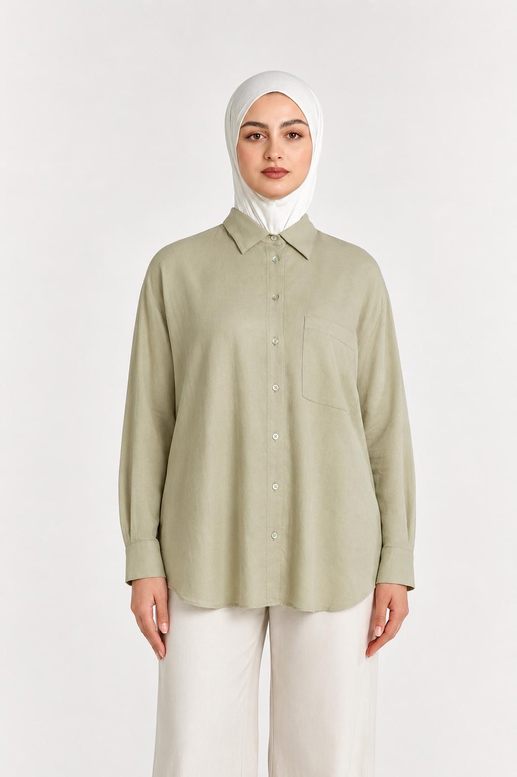 Chemise_en_lin_-Vert kaki-face1-femme_RAZANA