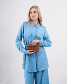 Ensemble fluide en Tencel pour femme-Bleu-detail