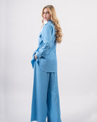 Ensemble fluide en Tencel pour femme-Bleu-cote
