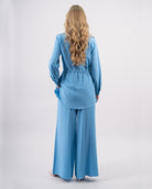 Ensemble fluide en Tencel pour femme-Bleu-dos