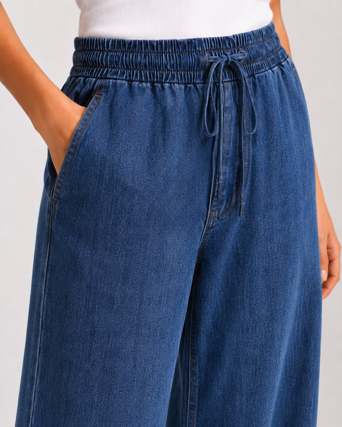 Pantalon jean wide leg femme RAZANA – Bleu foncé