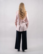 Chemise fluide rose poudré femme manches longues coupe droite élégante