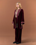 kimono marocain velours bordeaux manches larges
