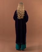 Kimono long en velours avec finitions sfifa pour femme –Violet-dos