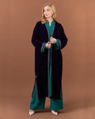 Kimono long en velours avec finitions sfifa pour femme –Violet-face