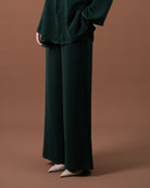 Pantalon large fluide pour femme-Vert-cote