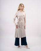 robe chemise fluide ceinturée avec poches poitrine pour femme-Beige-cote