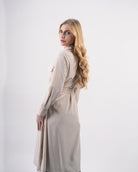 robe chemise fluide ceinturée avec poches poitrine-Beige-detail