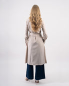 robe chemise fluide ceinturée avec poches poitrine-Beige-dos
