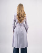 robe chemise fluide ceinturée avec poches poitrine pour femme-Mauve clair-dos