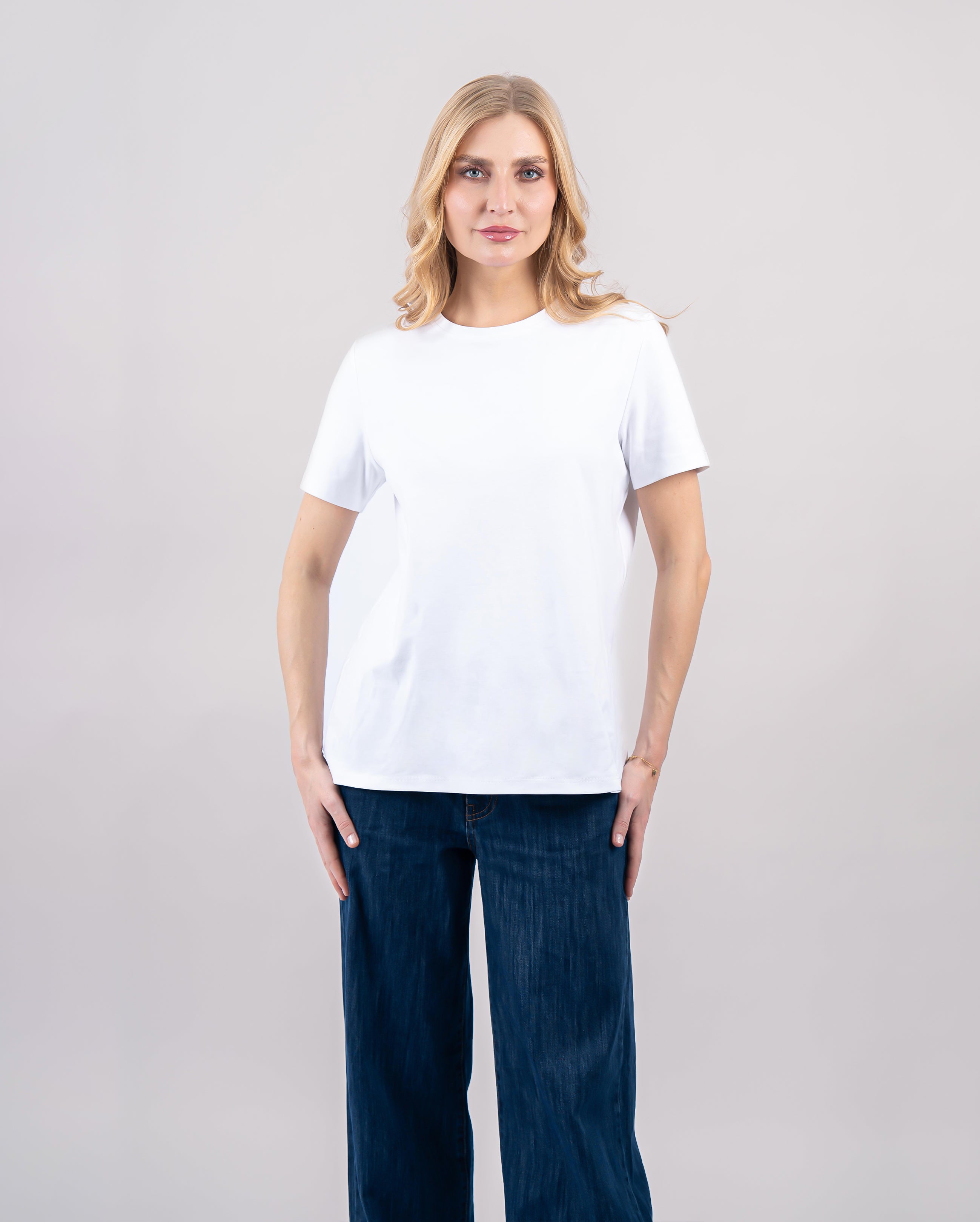 T-shirt en coton pour femme-Blanc-face2